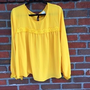 Mustard Yellow A.N.D. Eway Blouse with Lace Detail